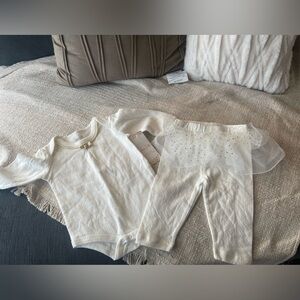 NWT Renee Rofé Glitter Collection Cream and Gold Set -6-9mos